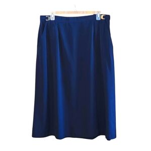 Bedford Fair Lifestyles Vintage 80s 90s Women's 22 Solid Navy Blue Maxi Skirt
